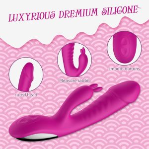 Rotating warming rabbit vibrator pink material