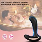 HPW086-M1241-1-Remote-Controlled-Silicone-Multi-functional-Anal-Vibrator-Prostate-Massager-black- waterproof