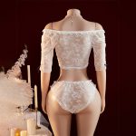 HPW301-NY-Y1194 White lace sexy see-through bra two-piece set back view