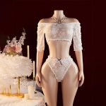HPW301-NY-Y1194 White lace sexy see-through bra two-piece set front view