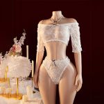 HPW301-NY-Y1194 White lace sexy see-through bra two-piece set right front view