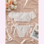 HPW315-NY-Y1139-One-shoulder-bow-sexy-lingerie-set-front-view