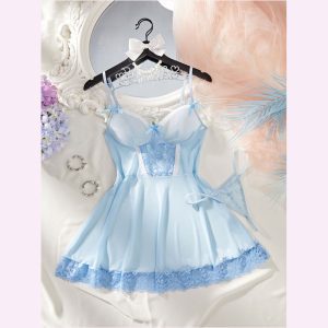 HPW319-NY-Y1133-Blue-bow-suspender-skirt-two-piece-suit-principal-view