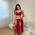 HPW321-NY-Y1193-Fishbone-Pearl-Chain-Slit-Bra-Three-Piece-Set-left-front-view1