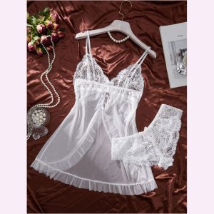 HPW326-NY-Y1064-White-lace-sexy-suspender-skirt-suit-back-view