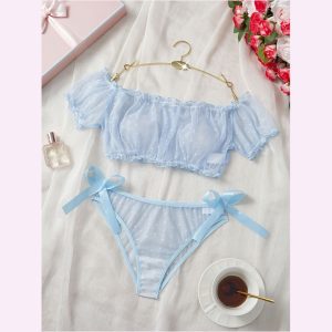 HPW326-NY-Y753B-Blue-one-shoulder-sexy-lingerie-set-principal-view1