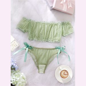 HPW326-NY-Y753G-Light-green-one-shoulder-sexy-lingerie-set-principal-view
