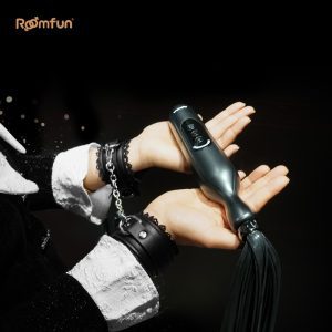 Electric shock punishment SM props female leather whip training whip top view