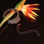 Single alloy bondage lingerie handcuffs and shackles SM prop black front view