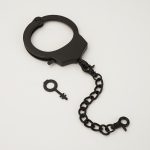 Single alloy bondage lingerie handcuffs and shackles SM prop black principal view