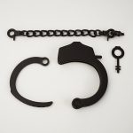 Single alloy bondage lingerie handcuffs and shackles SM prop black top view