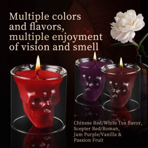 Skull-shaped low-temperature candle with dark drip wax fragrance color selection