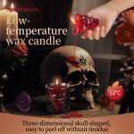 Skull-shaped low-temperature candle with dark drip wax fragrance color